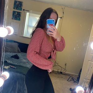 NWT Red Polka Dot Front-Tie Top